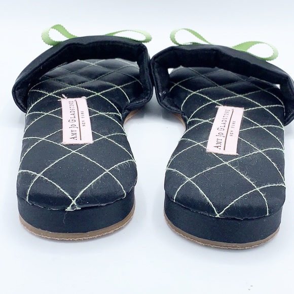 Amy Jo Gladstone Slippers Black Satin Slide On Mule - Picture 9 of 10